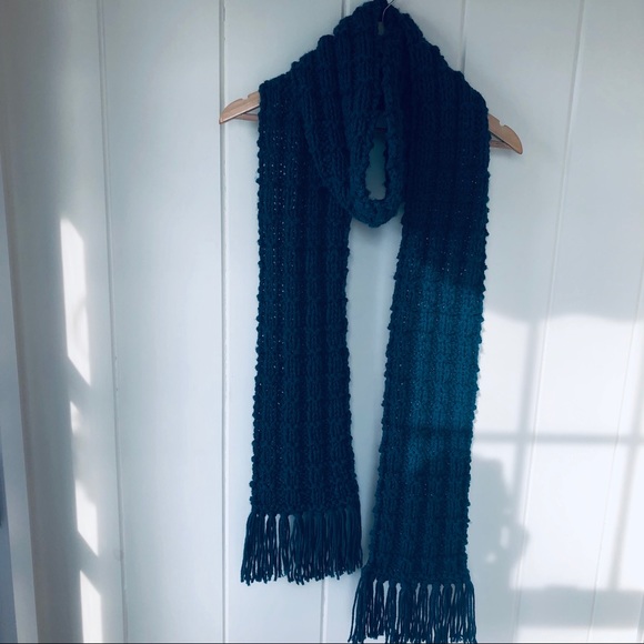 Handmade Long Teal Blue Scarf - Picture 3 of 4